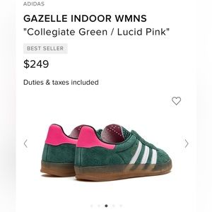 Adidas women’s gazelle indoor collegiate green pink